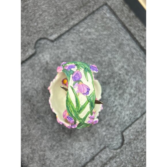 Franklin Mint Faberge Egg Jewels In The Garden Hummingbird Figurine Gold Stand - Picture 5 of 11